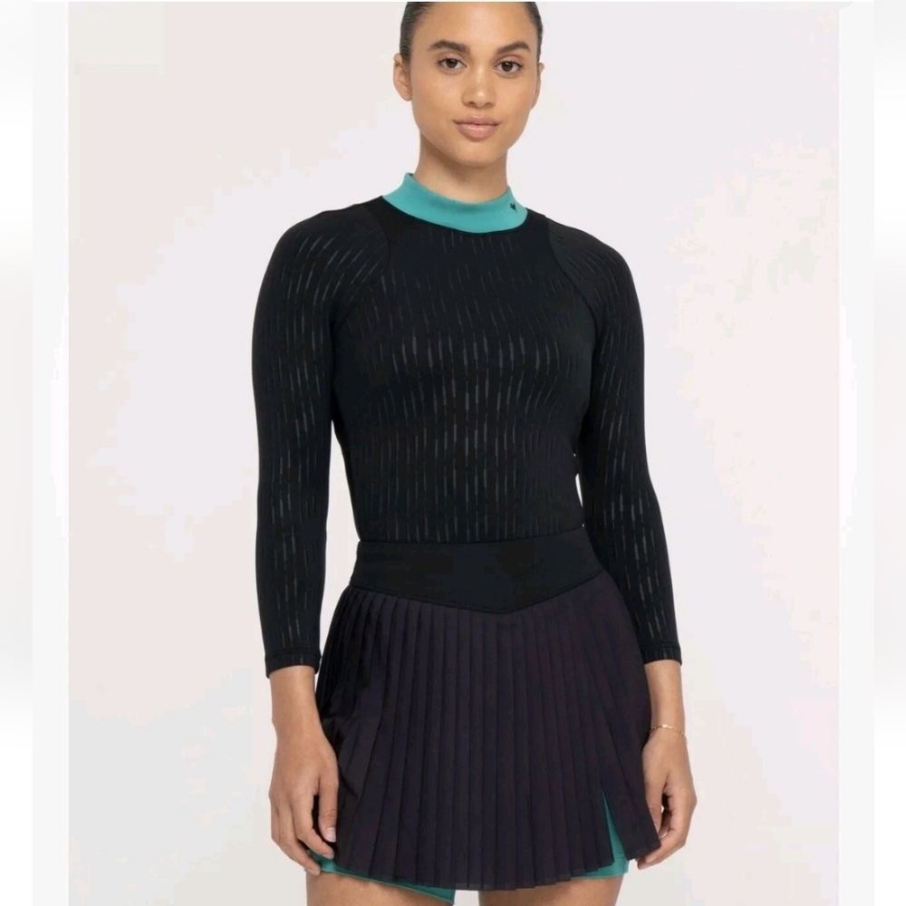 BAD BIRDIE Golf The Links Mock Top in Cattail Black Beauty